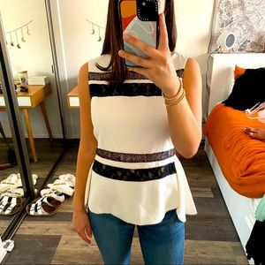 White and black lace top